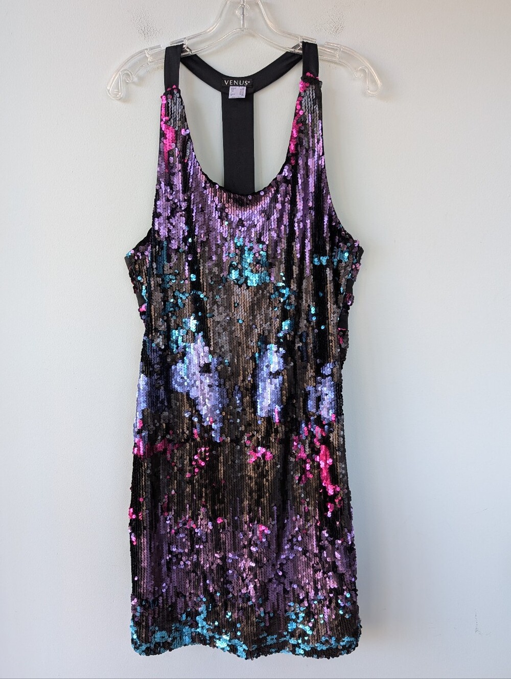 Venus Women's XL Black Pink Blue Purple Sequin Party Dress
